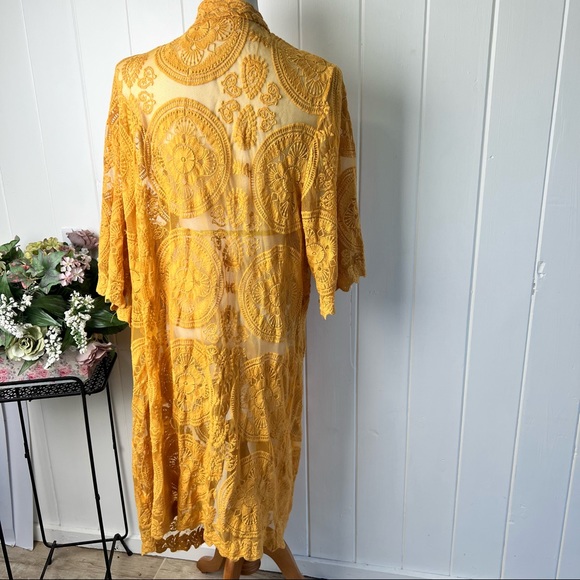 Umgee Mustard Yellow Embroidered Boho Duster - Picture 4 of 13